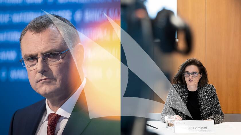 Swiss National Bank's (SNB) Chairman of the Governing Board Thomas Jordan VS Marlene Amstad, VR-Praesidentin FINMA