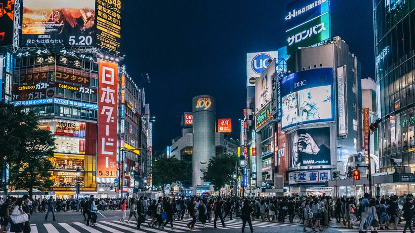 Tokyo, Japan. Shibuya crossing full of people.