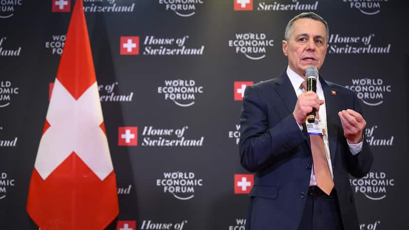 Switzerland's Foreign Minister Ignazio Cassis speaks during a presse conference in the House of Switzerland, HoS, on the sideline of the 53rd annual meeting of the World Economic Forum, WEF, in Davos, Switzerland, Wednesday, January 18, 2023. The meeting brings together entrepreneurs, scientists, corporate and political leaders in Davos under the topic "Cooperation in a Fragmented World" from 16 to 20 January. (KEYSTONE/Laurent Gillieron)
