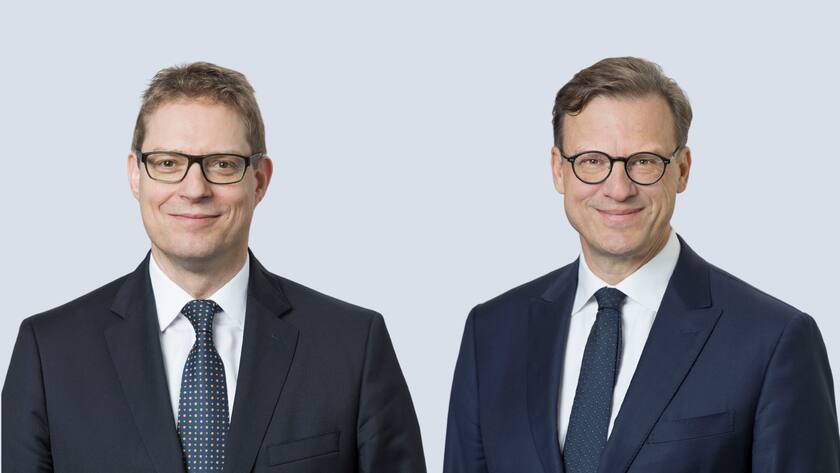 Matthias Aellig (li) ist als Nachfolger von Swiss-Life-CEO Patrick Frost ernannt worden