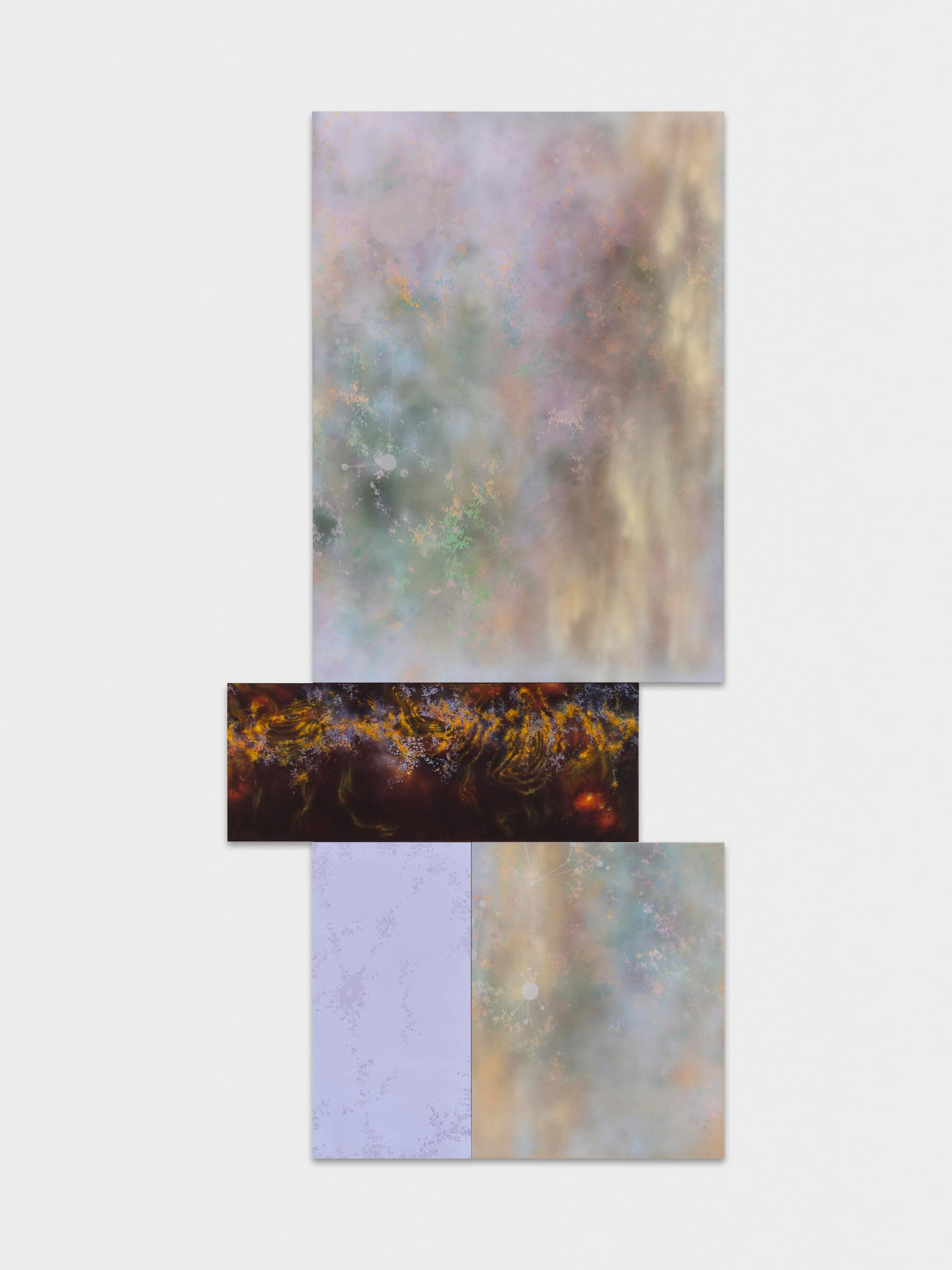 «Specimen, medicine wheel», 2023, Acryl auf Leinwand, 330 × 130 cm, Collection d’art de la Banque cantonale vaudoise.