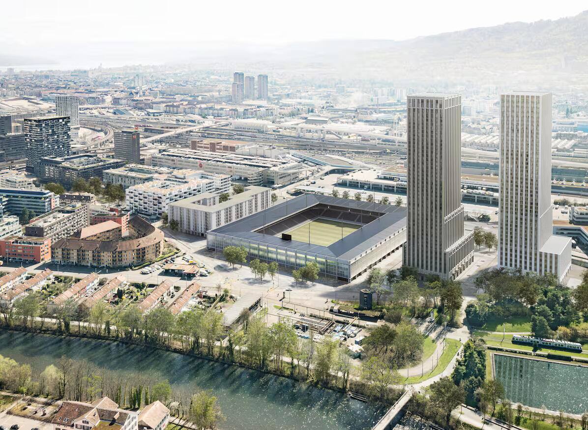 Auf dem Hardturm-Areal sollen ein Fussballstadion und zwei Wohntürme entstehen.