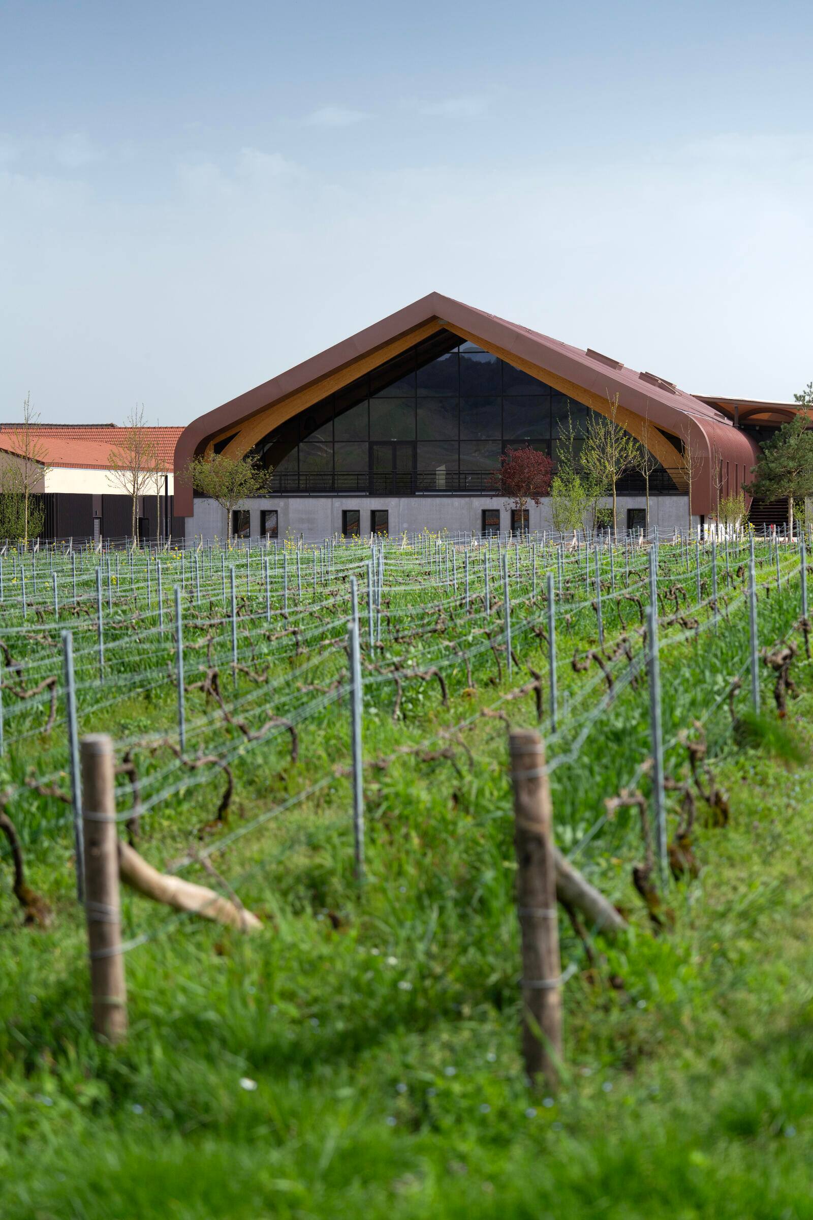 Die gerade eröffnete Produktionsanlage von Krug in der Nähe von Reims mit neuen Stahltanks und genügend Platz zur Lagerung der Weine in Hunderten von Fässern.