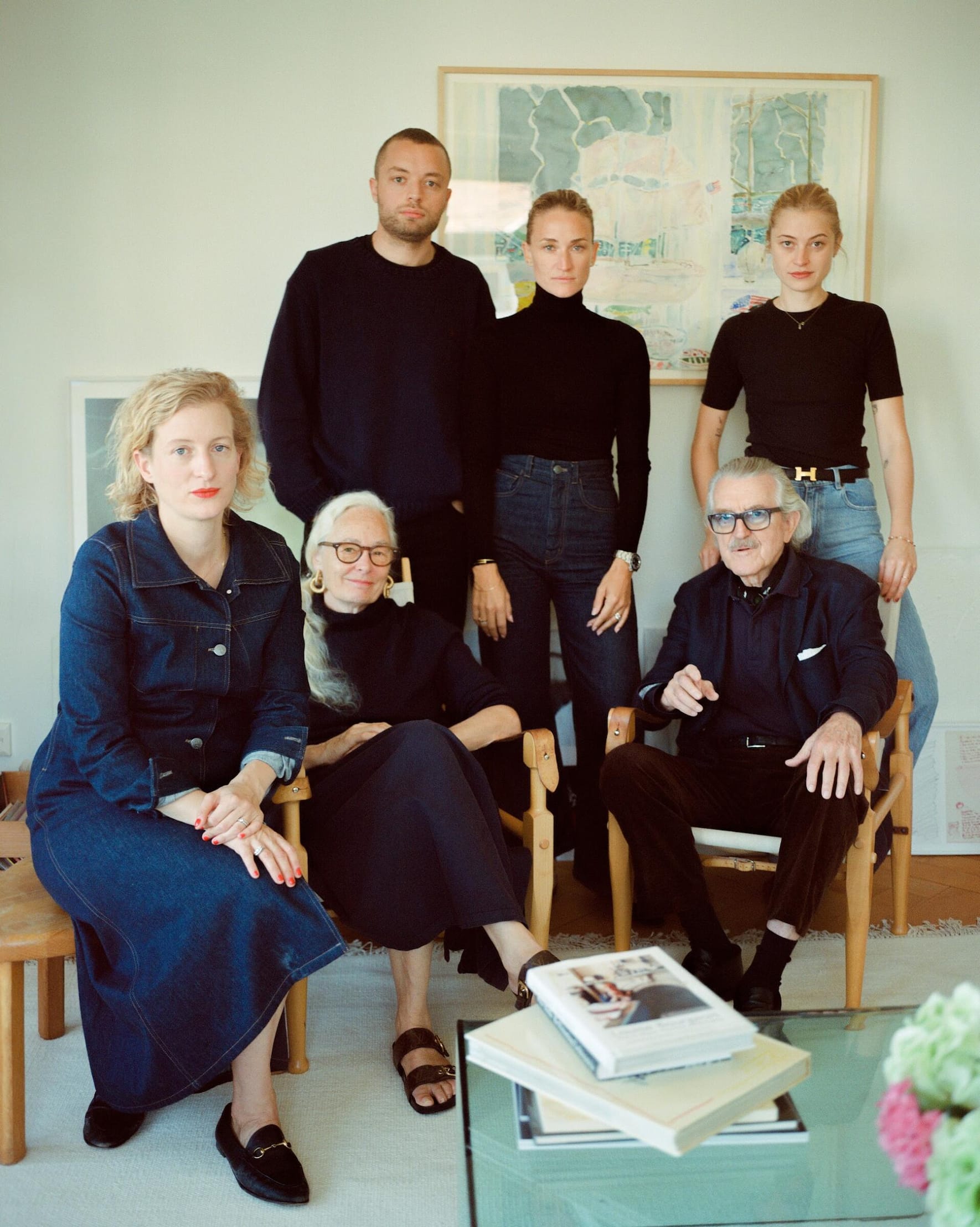 Familie Meier, hintere Reihe: Francis Benjamin, Eleonore und Anna; vordere Reihe: Sophie, Monique und Dieter.