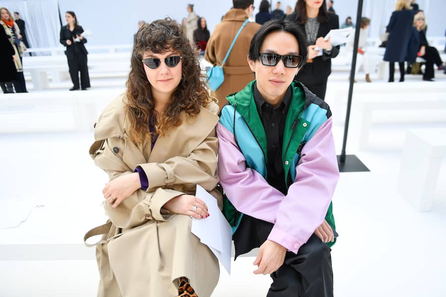 MILAN, ITALY - FEBRUARY 20: Lindsey Schuyler and Tony Liu attend the Max Mara fashion show on February 20, 2020 in Milan, Italy. (Photo by Jacopo Raule/WireImage)