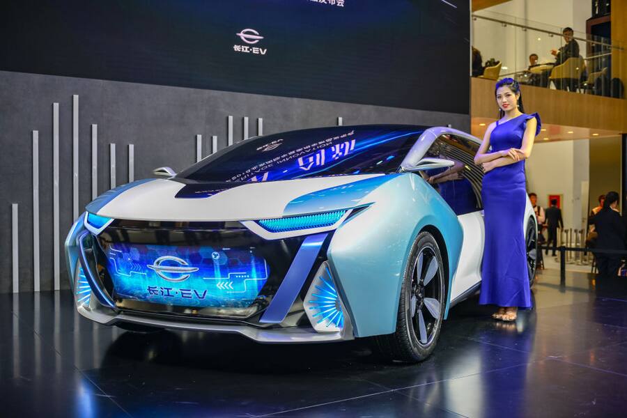BEIJING, CHINA - APRIL 25:  A Changjiang EV electric car is on display during the Auto China 2018 at China International Exhibition Center on April 25, 2018 in Beijing, China. Auto China 2018, also known as 2018 Beijing International Automotive Exhibition, will be held from April 27 to May 4.  (Photo by VCG/VCG via Getty Images)