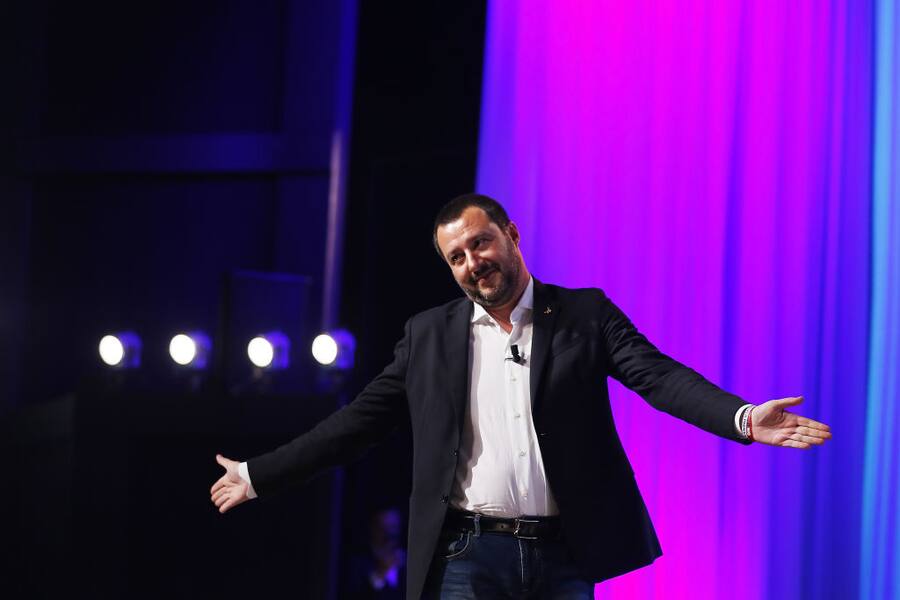 ROME, ITALY - NOVEMBER 14: Italy's Interior Minister Matteo Salvini attends the "Maurizio Costanzo Show" at Voxson Studios on November 14, 2018 in Rome, Italy. (Photo by Ernesto Ruscio/Getty Images)