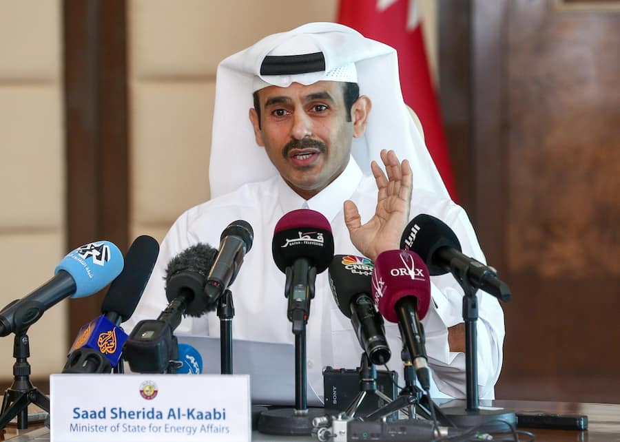 epa07205418 Saad Sherida al-Kaabi, Qatar Minister of Energy and industry talks during a press conference in Doha, Qatar, 03 December 2018. Sherida al-Kaabi announced that Qatar will withdraw from the Organization of the Petroleum Exporting Countries (OPEC) from January 2019, as confirmed by Qatar Petroleum, the country's state oil company. EPA/STR