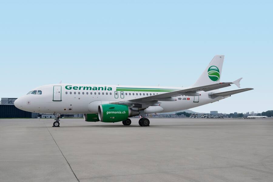 Airbus A319 der Schweizer Fluggesellschaft Germania Flug AG am Flughafen Zuerich. (PPR/Germania Flug AG/Gerry Ebner)