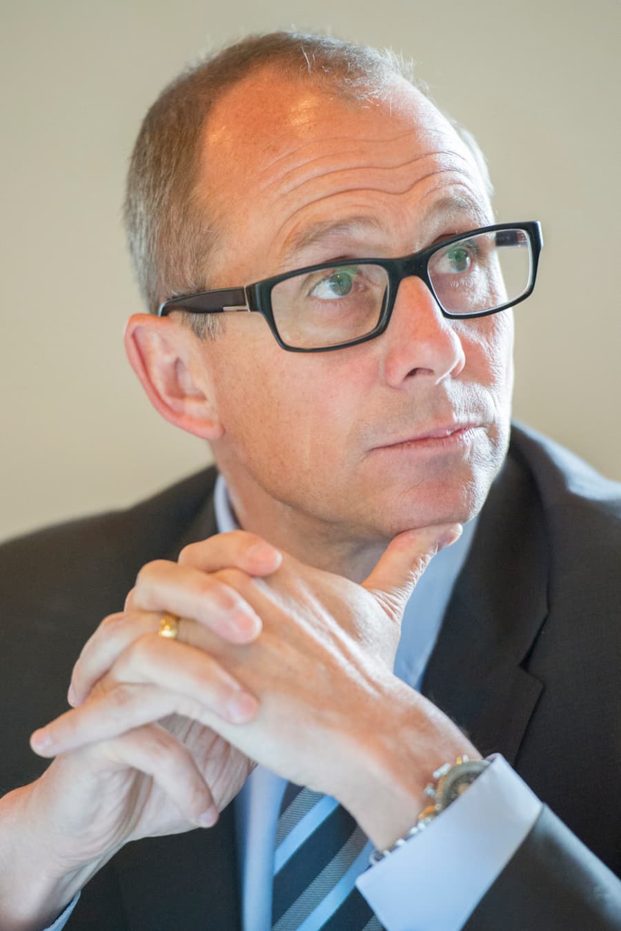 Andy Fischer, CEO Medgate AG und Vizepraesident des Buendnises Freiheitliches Gesundheitswesen, an einer Medienkonferenz ueber die Einheitskasse, am Montag, 26. Mai 2014, in Bern. (KEYSTONE/Gian Ehrenzeller)