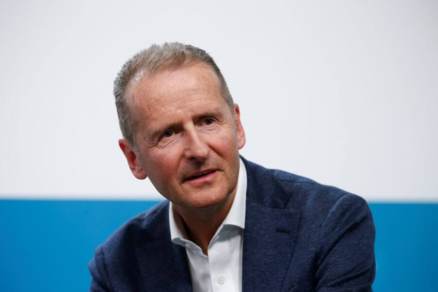 BERLIN, GERMANY - FEBRUARY 27: CEO of Volkswagen, Herbert Diess and CEO of Microsoft Satya Nadella (not seen) attend a session during their visit to Volkswagen Digital Lab in Berlin, Germany on February 27, 2019. (Photo by Abdulhamid Hosbas/Anadolu Agency/Getty Images)