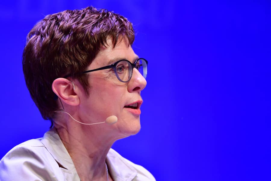 MUNSTER, GERMANY - APRIL 27: Annagret Kramp-Karrenbauer, head of the German Christian Democrats (CDU), Manfred Weber attends a CDU/CSU election campaign rally on April 27, 2019 in Munster, Germany. Manfred Weber is the CDU/CSU candidate campaigning for the European People's Party (EPP) faction in the European Parliament and is seeking to succeed outgoing European Commission President Jean-Claude Juncker. (Photo by Alexander Koerner/Getty Images)