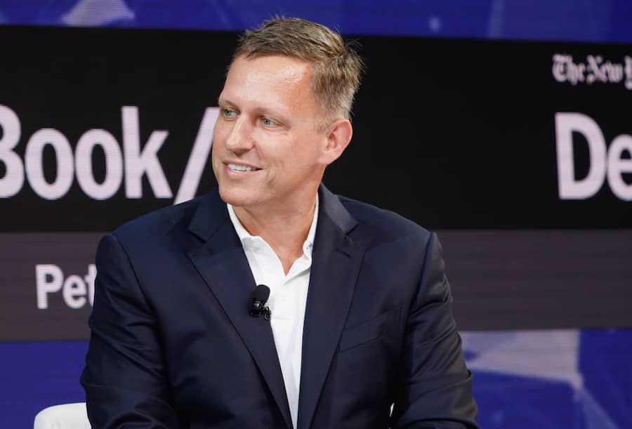 NEW YORK, NY - NOVEMBER 01: Peter Thiel, Partner, Founders Fund speaks onstage during the 2018 New York Times Dealbook on November 1, 2018 in New York City. (Photo by Michael Cohen/Getty Images for The New York Times)