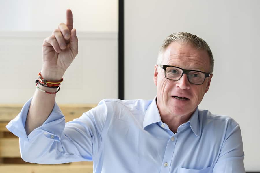 Andreas Meyer, CEO SBB AG, spricht waehrend einem Medienanlass zum Thema « SBB und Partner entwickeln digitale Mobilitaetsplattform », am Dienstag, 27. August 2019 in Bern. (KEYSTONE/Anthony Anex)