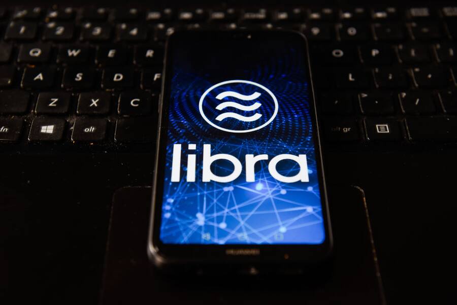 POLAND - 2019/07/08: In this photo illustration a facebook crypto currency Libra logo seen displayed on a smartphone. (Photo Illustration by Omar Marques/SOPA Images/LightRocket via Getty Images)