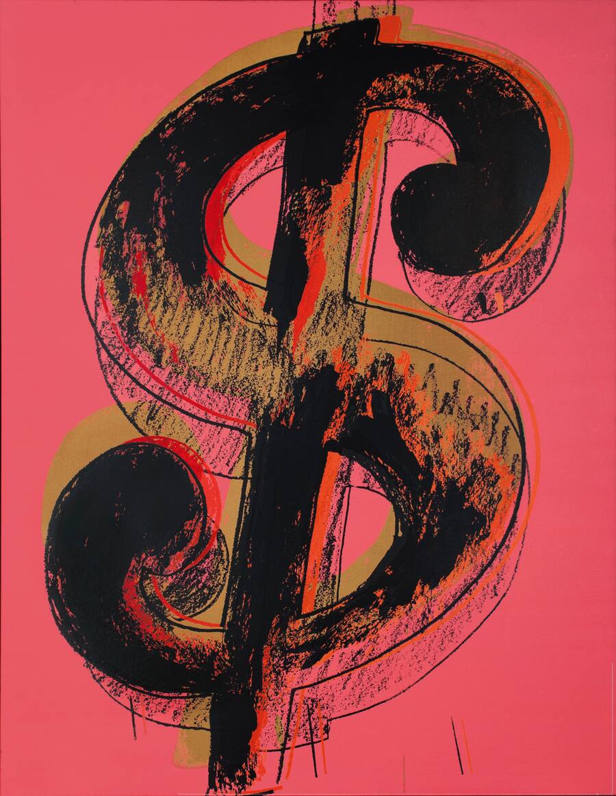 Andy Warhol (1928–1987)«Dollar Sign», 1981,Öl auf Leinwand, 229 × 178 cm,Verkauft bei Christie’s in Hongkong am 2.12.2020für 50,6 Millionen Hongkong-Dollar
