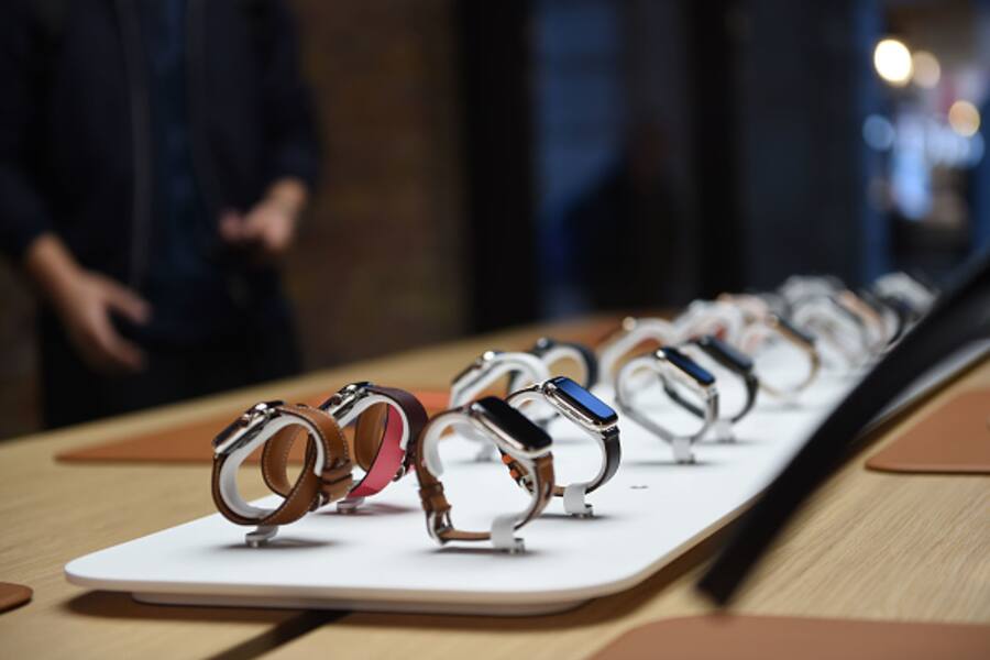 General view of the Apple Watch during the Apple Covent Garden re-opening and iPhone XR launch at Apple store, Covent Garden on October 26, 2018 in London, England.  (Photo by Stuart C. Wilson/Getty Images)