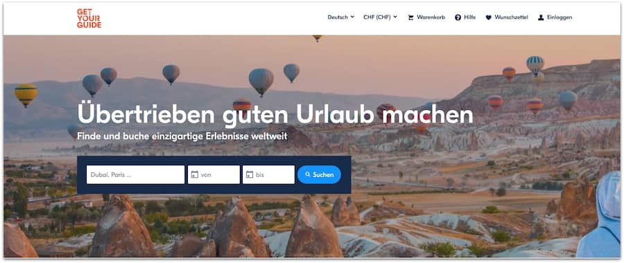 Getyourguide Homepage