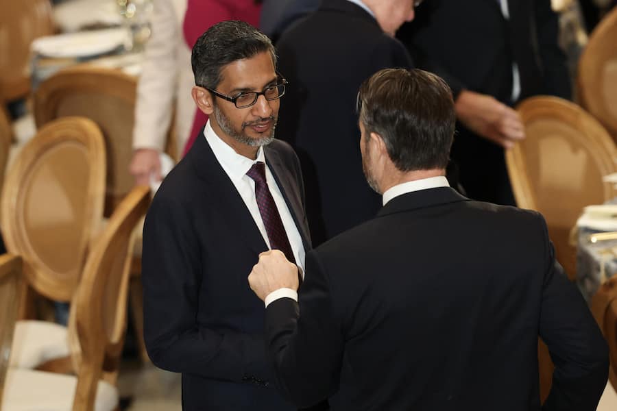 <p>WASHINGTON, DC - JANUARY 20: CEO of Google Sundar Pichai attends the inauguration of U.S. President-elect Donald Trump in the Rotunda of the U.S. Capitol on January 20, 2025 in Washington, DC. Donald Trump takes office for his second term as the 47th president of the United States. (Photo by Kevin Dietsch/Getty Images)</p>