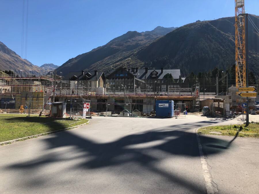 Baustelle am Bahnhof Andermatt, Aufnahme vom Oktober 2018.