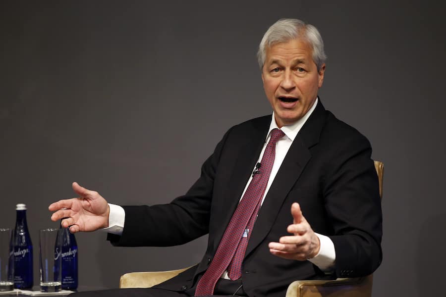 Jamie Dimon, Chairman and CEO, JPMorgan Chase, discusses Future of Work at JPMorgan Chase event on Monday, March 18, 2019 in New York. (Adam Hunger/AP Images for JPMorgan Chase & Co. )