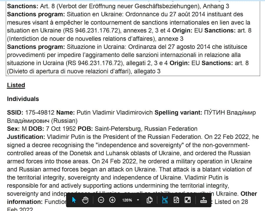 Seco Personensanktionsliste vom 28.2.22