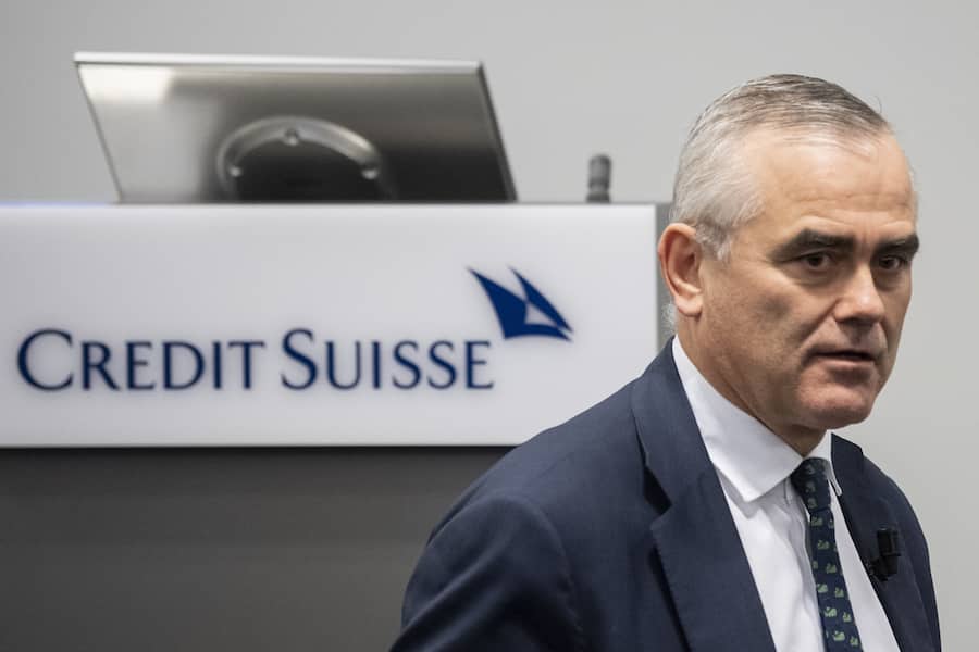 Thomas Gottstein, the new CEO of the Swiss bank Credit Suisse, prior the press conference of the full-year results of 2019 in Zurich, Switzerland, Thursday, Feburary 13, 2020. (KEYSTONE/Ennio Leanza).