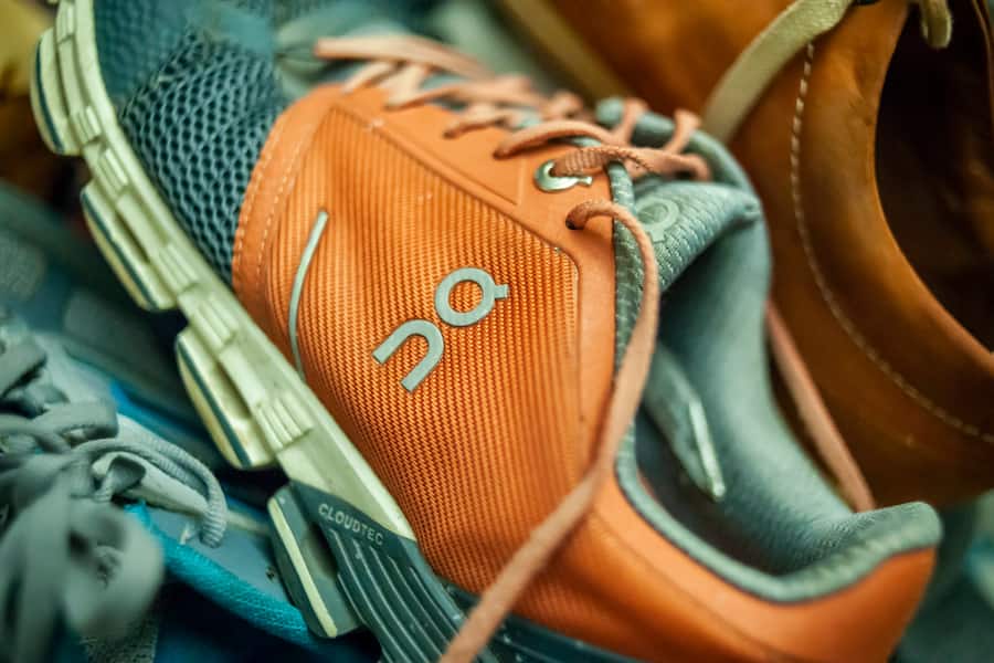 On Holdings IPO at the NYSE The logo of On Holdings is seen on a sneaker prior to their initial public offering on the New York Stock Exchange on Tuesday, September 14, 2021. Roger Federer is reported to be an investor in the company. PUBLICATIONxNOTxINxUSAxUK RichardxB.xLevine