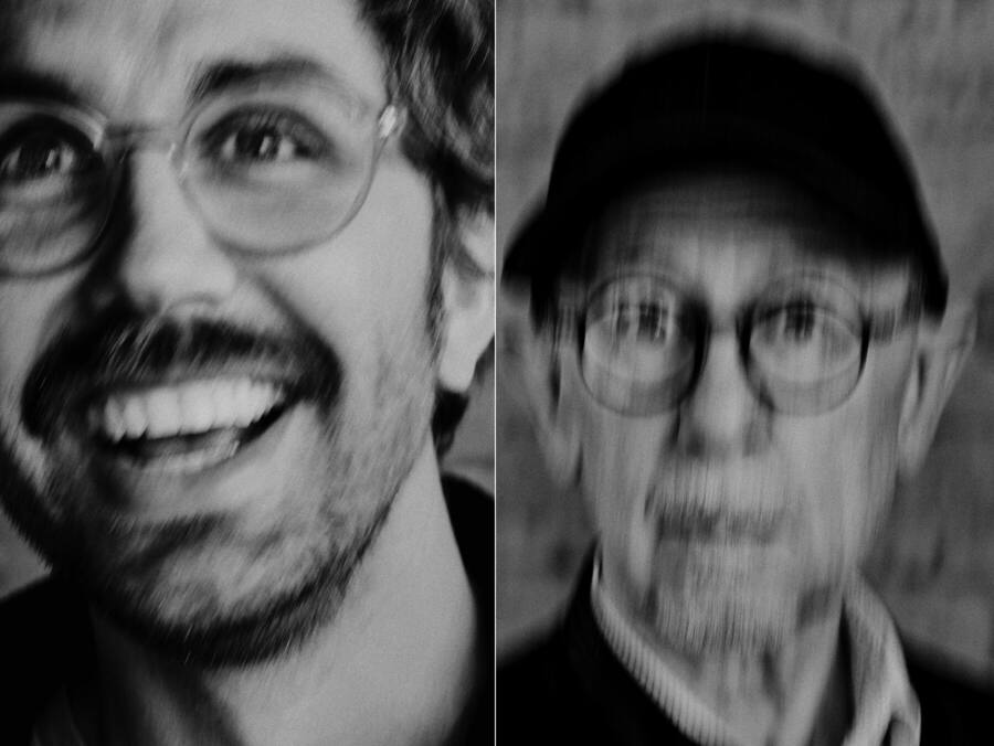 Regisseur David Constantin und der Komiker Viktor Giacobbo (r.)