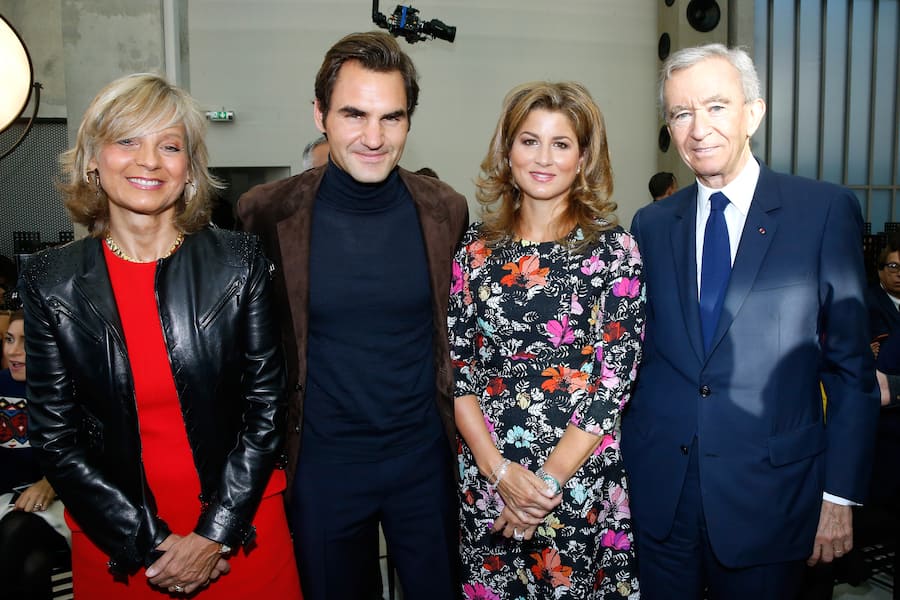 Roger und Mirka Federer zwischen Hélène und Bernard Arnault.