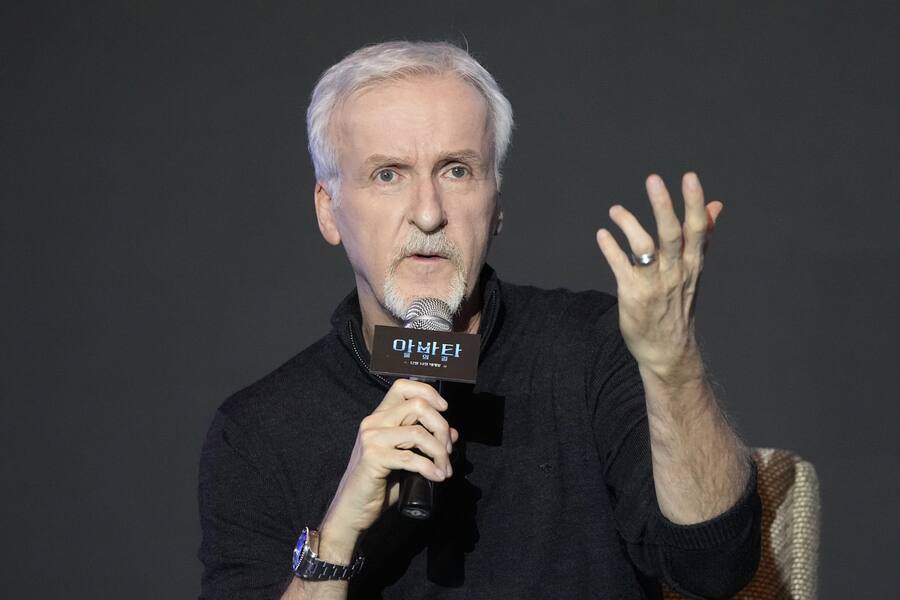 Director James Cameron speaks during the news conference to promote his latest movie 'Avatar: The Way of Water' in Seoul, South Korea, Friday, Dec. 9, 2022. The movie is to be released in the country on Dec. 14. (AP Photo/Ahn Young-joon).James Cameron