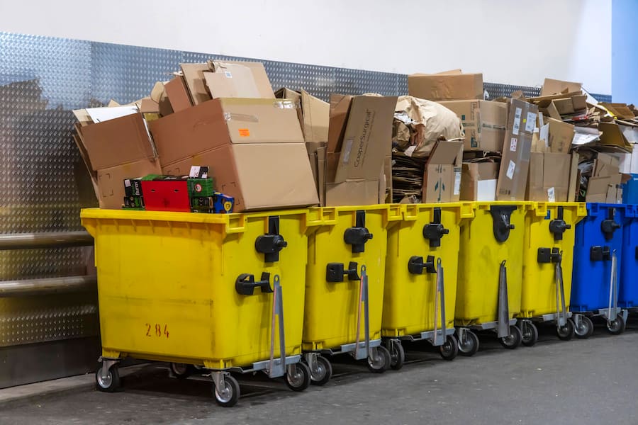 Karton zum Recyceln: Der Karton-Indikator besagt, dass eine gute Wirtschaft sich durch eine hohe Nachfrage an diesem Material kennzeichnet.