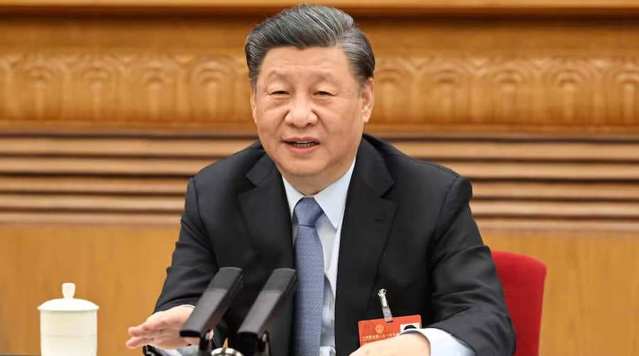 Der chinesische Präsident Xi Jinping am Nationalen Volkskongress vom 5. März 2023.