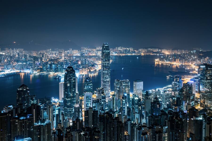 Hongkong bei Nacht.