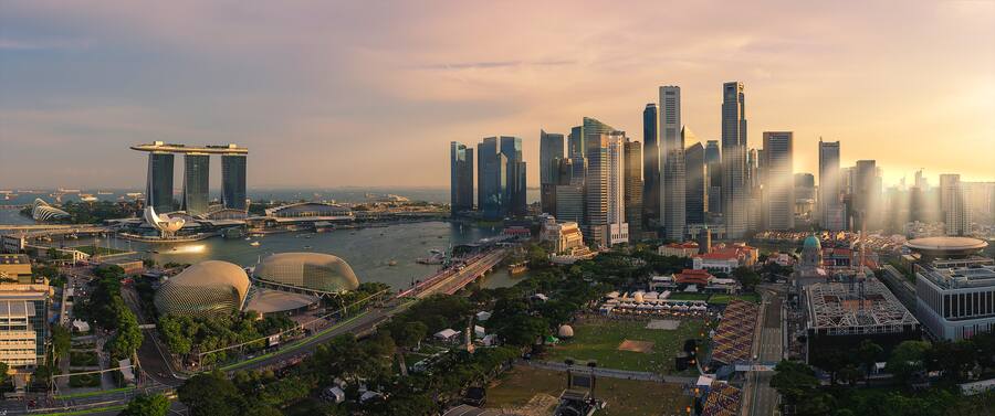 Die Skyline des Inselstaats Singapur.