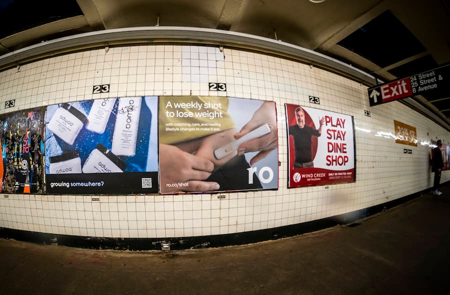 Wegovy advertising in New York Advertising for Wegovy semaglutide weight loss injections in the New York subway on Sunday, April 30, 2023. PUBLICATIONxNOTxINxUSAxUK RichardxB.xLevine