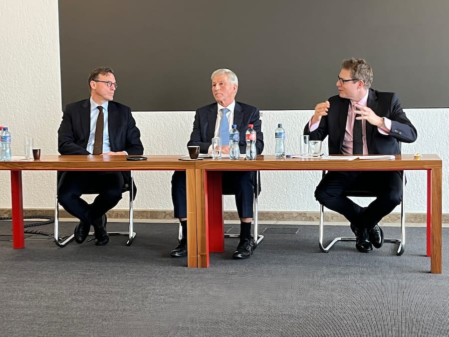 Medienkonferenz der Swiss Life mit Patrick Frost, Rolf Dörig und Matthias Aellig (von links).