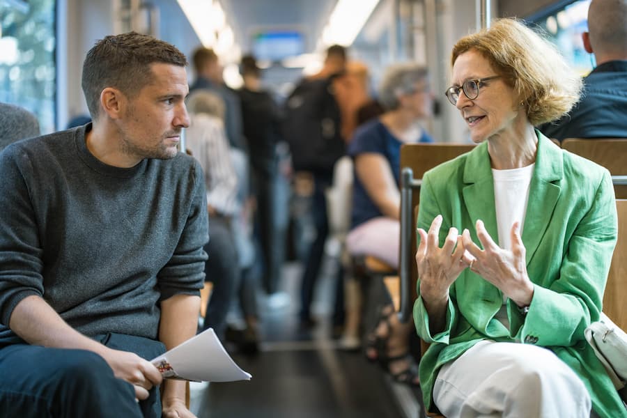 Bild: Philippe Rossier fuer SoBli, 27.8.2024, Zuerich, Tramfahrt und Interview mit Monika Rühl, 61, Direktorin von Economiesuisse. Mit Thomas Schlittler.