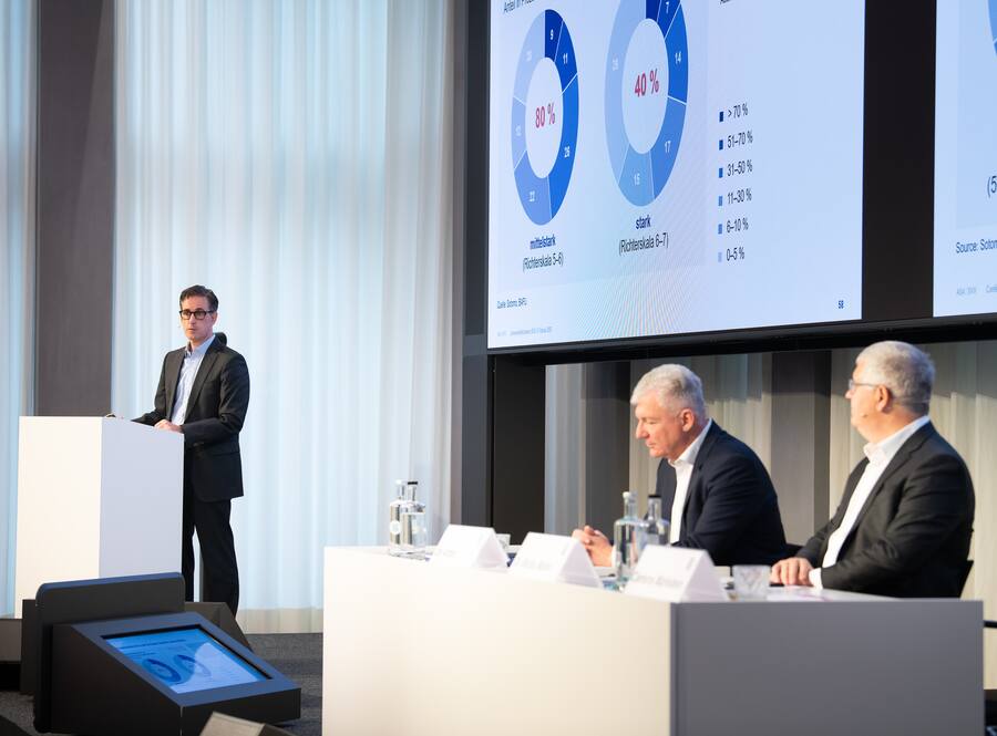 Blicken an der Jahresmedienkonferenz auf eine solide Entwicklung zurück: Clemens Markstein, Urs Arbter und Stefan Mäder v.l.n.r.).