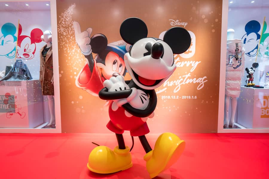 SHANGHAI, CHINA - DECEMBER 03: Christmas decorations with the theme of Mickey Mouseâs 90th Anniversary are seen at ifc mall on December 3, 2018 in Shanghai, China. Although Christmas is not widely celebrated as religious holiday in China, many of the traditions from the holiday and other western festivals have become increasingly popular with the Chinese people. (Photo by VCG/VCG via Getty Images)