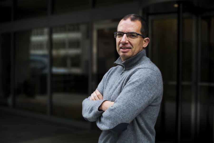 Stephane Bancel, chief executive officer of Moderna Therapeutics Inc., poses for a photograph at the company's office in Cambridge, Massachusetts, U.S., on Tuesday, Nov. 14, 2017. Moderna this week started testing a personalized treatment that teaches the body how to fight cancer.   Photographer: Adam Glanzman/Bloomberg
