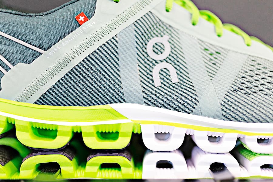 Die typische Sohle eines ON Schuhs, aufgenommen am 08. Mai 2018 in Zürich.© Michele Limina