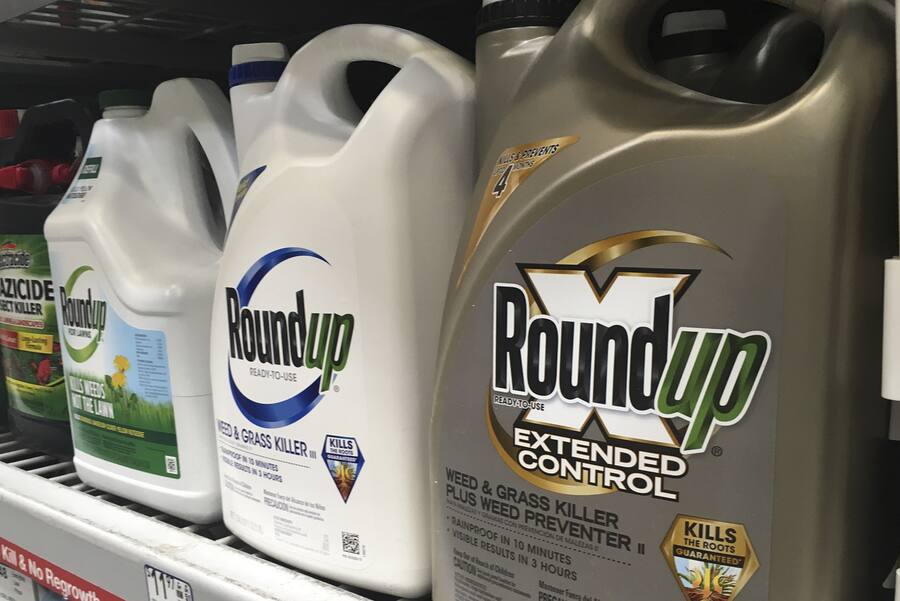 FILE - In this Sunday, Feb. 24, 2019 file photo, containers of Roundup are displayed on a store shelf in San Francisco. A jury in federal court in San Francisco has concluded that Roundup weed killer was a substantial factor in a California man's cancer. The unanimous verdict on Tuesday, March 19, 2019, came in a trial that plaintiffs' attorneys said could help determine the fate of hundreds of similar lawsuits against Roundup's manufacturer, agribusiness giant Monsanto. (AP Photo/Haven Daley, File)