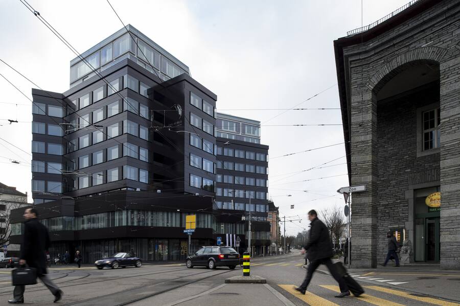 Exterior view of the FIFA World Football Museum during the exclusive preview in Zurich, Switzerland, Wednesday, 24 February 2016. The new FIFA museum will open its doors on Sunday, 28 February. (KEYSTONE/Ennio Leanza)