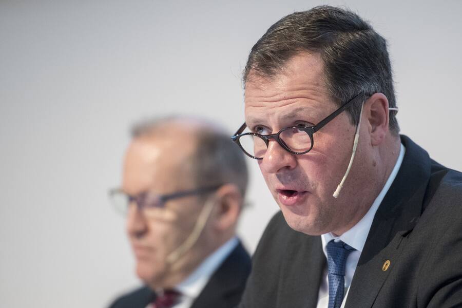 CEO Thomas Oetterli spricht waehrend der Jahresbilanzmedienkonferenz von Schindler Group, aufgenommen am Freitag, 16. Februar 2018 in Zuerich. (KEYSTONE/Ennio Leanza).