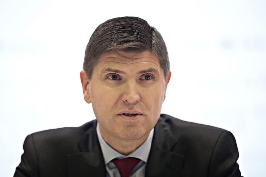 George Quinn, chief financial officer of Zurich Insurance Group AG, speaks during the company's full year results news conference in Zurich, Switzerland, on Thursday, Feb. 11, 2016. Zurich Insurance reported a worse-than-expected loss in the fourth quarter as the company makes plans to turn around its unprofitable general insurance unit. Photographer: Michele Limina/Bloomberg ***Local Caption *** George Quinn