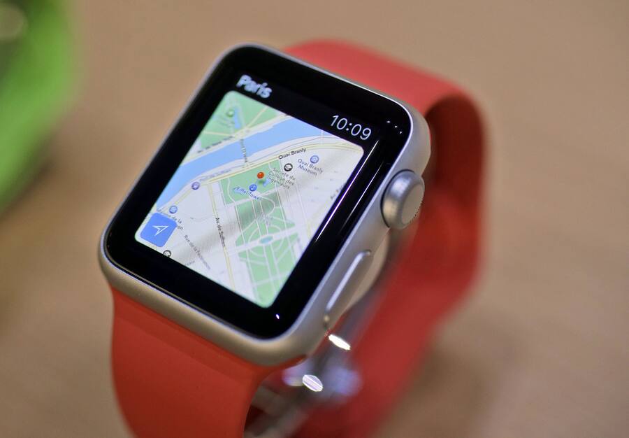 FILE - In this March 9, 2015, file photo, the Apple Maps app is displayed on an Apple Watch during an event in San Francisco. Apple Maps quickly became the butt of jokes when it debuted in 2012. After Apple fixed errors as users submitted them, Apple Maps is now used more widely than Google Maps on iPhones. (AP Photo/Eric Risberg, File)