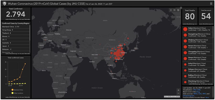 Wuhan Coronavirus Map World